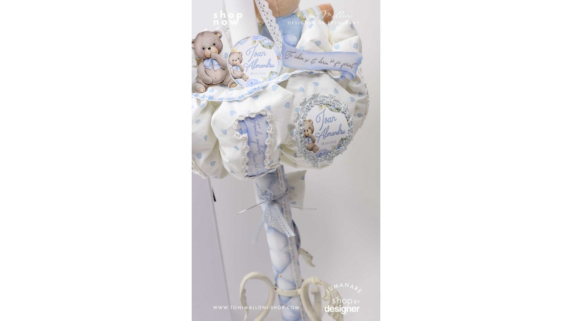 Lumanare de botez cu ursuletul Teddy Bear King 3